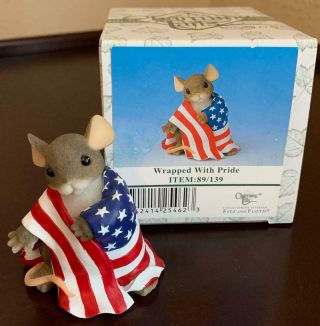 Charming Tails Wrapped With Pride American Flag Usa 89/139 Mouse Box Figure Vtg