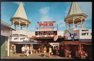 Old Orchard Beach,  Maine C.  1970 Postcard.  Entrance To Ocean Pier