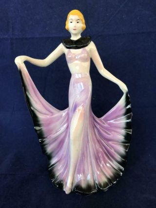 Fine Goldscheider Era Katzhutte Hertwig Porcelain Art Deco Lady Figurine.  C1930.