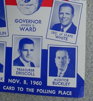John F.  Kennedy 1960 Democratic Team Advertising Card (Massachusetts Candidates) 3