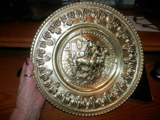 Vintage Shiny Brass Wall Hanging Decorative Plate Tray Made In England