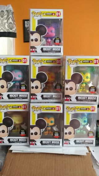 Disney Funko Pop Color Mickey Mouse Colorways Funko Shop Set Of 7