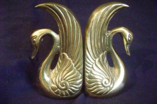 Brass Swan Bookends