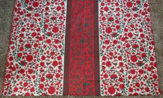 Vtg Vera Neumann Red White Green Floral Holiday Christmas Tablecloth 61 " X 100 "