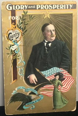 Votes For Women Suffrage Postcard President Taft American Flag