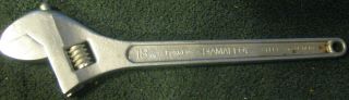 Vintage Diamond Calk Diamalloy 18 " Adjustable Wrench - 2 - 1/8 " Jaw Horseshoe Usa