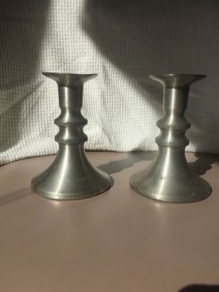 Pewter Candle Holders Aksel Holmsen Norway Mid Century Modern