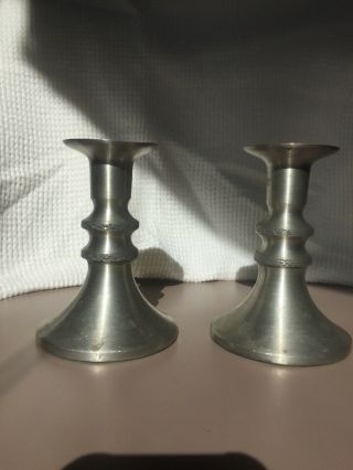Pewter Candle Holders Aksel Holmsen Norway Mid Century Modern 2