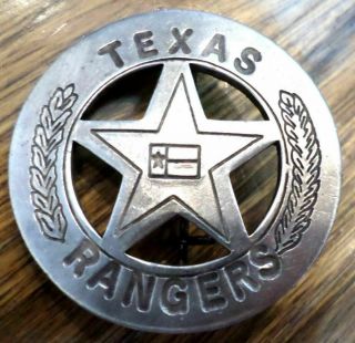 Texas Ranger Badge Of The Old West With Star Western Inspred Pin Back Bw - 8