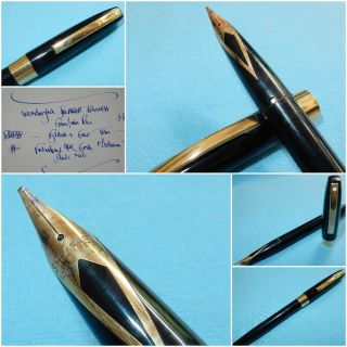 Sheaffer Imperial 550 Fountain Pen Black Rare 14k Gold Medium Stub Nib