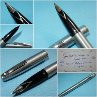 Sheaffer Imperial 444 Fountain Pen Brushed Chrome Medium Stub Nib