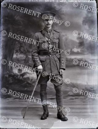 1914 Somerset Light Infantry Pasli - Lt John E Rivett - Glass Negative 22 By 16cm