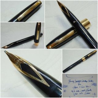 Sheaffer Imperial 550 Fountain Pen Black Rare 14k Gold Broad Oblique Stub Nib