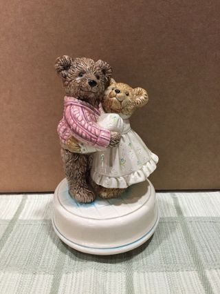 Otagiri Japan Teddy Bears Porcelain Rotating Music Box Plays " Close To You "