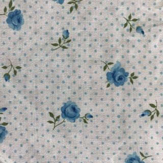Vtg Cannon Twin Size Fitted Bed Sheet Blue Rose Dream Fabric Dots Roses Set Of 2