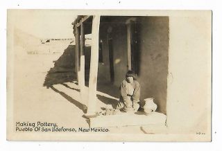 Fred Harvey Rppc Making Pottery Pueblo San Ildefonso Mexico Indian