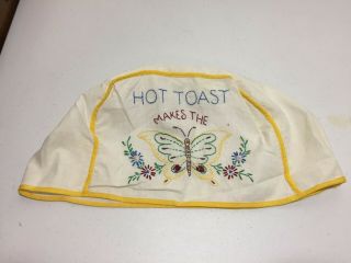 Vintage Needlepoint Toaster Cover Hot Toast Makes The Butterfly Yellow Handmade