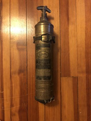 Vintage Brass Pyrene Fire Extinguisher With Bracket
