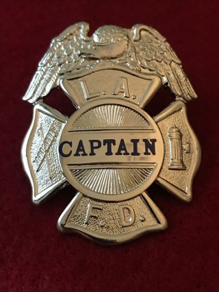 Obsolete Los Angeles City Fire Department Captain Hat Badge Sun California Ca