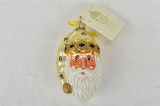 Patricia Breen Designs Christmas Ornament Santa Claus Head Bumble Bee Honey Gold