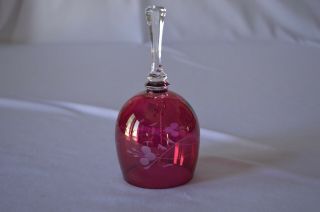 Bohemian Cranberry Etched Crystal Bell