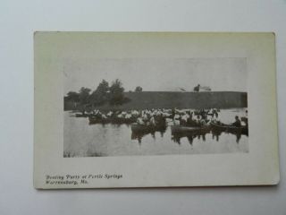Vintage C.  1910 Pc " Boating Party " At Pertle Springs Near Warrensburg,  Missouri