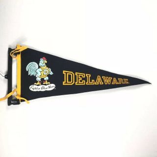 Vintage Delaware Fightin Blue Hens Pennant Wool Felt 1950s University College