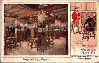 Postcard Ny York City Nyc Prince George Hotel English Tap Room Post 1915