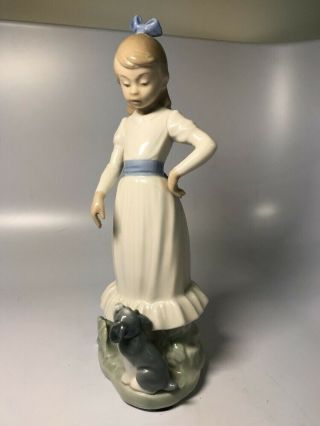 Lladro Nao " My Dog Does Tricks Girl And Puppy With Hoop " 379 Glaze Finish 1983