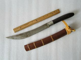 Rare Antique 19thc Burmese Handmade Dha Dagger With Sheath
