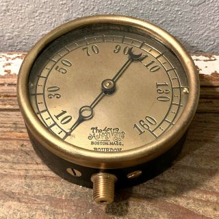 Late 1800s Vintage Ashton Valve Brass Pressure Gauge,  Steampunk,  Antique,  Steam