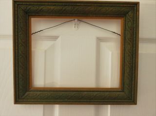 Vintage Green Stain Carved Wood Picture Frame For 8 " X 10 " Picture No Glass