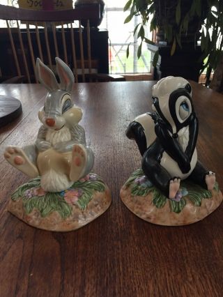 Vintage Schmid Disney Bambi Bookends Flower Thumper Skunk Rabbit Figurines
