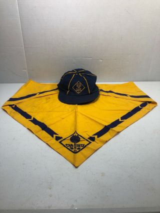 Vintage 50s Cub Scout Cap Hat & Scarf
