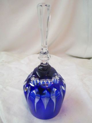 Vintage W.  Germany 24 Lead Crystal Bell Cobalt Blue Hand Cut To Clear