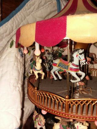 mr christmas merry go around carousel horses lights music double decker 4