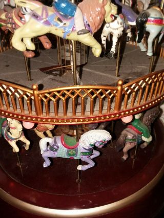 mr christmas merry go around carousel horses lights music double decker 7
