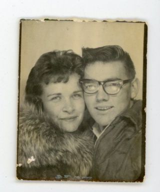 Characterful Couple Posing Together In Photobooth Vintage Photo Booth