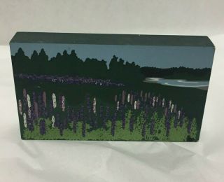 Field Of Wild Lupine Maine Cats Meow Painted Wood Block 1999