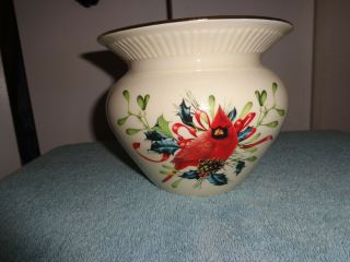 Lenox Vase " Say It With Silk " Winter Greetings By Mcclung - 3 Birds