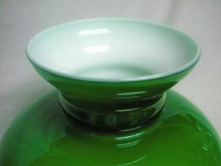 Emerald Green Cased Glass Student Desk Oil Lamp Shade 7 inch Fitter Aladdin B&H 3