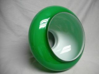 Emerald Green Cased Glass Student Desk Oil Lamp Shade 7 inch Fitter Aladdin B&H 5