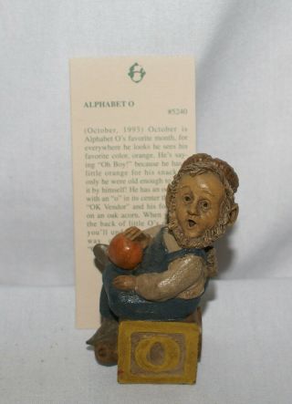 Vintage Gnome Figurine Alphabet Letter O Cairn Studio Tom Clark With Story Card