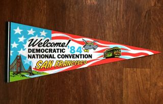 1984 San Francisco Democratic National Convention Pennant Vintage Rare Us Usa