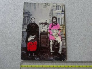 1 China Two Prostitutes Holding Fan 1900 Shanghai 39 Photograph