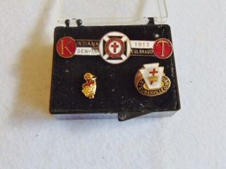 Masonic 3 Vintage K.  T.  Items.  32nd Triennial Grand Encampment,  K.  T.  Lapel Pin,  Denv