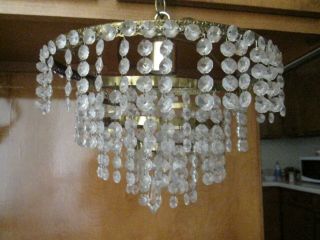 Vintage - 4 Ring Tiered Waterfall Chandelier Ceiling Light Prism Holder Lamp Parts