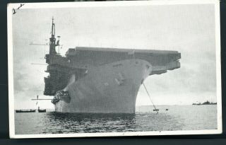 Postcard Of The Uss Bismarck Sea At Anchor Wwii Prior To Sinking Iwo Jima