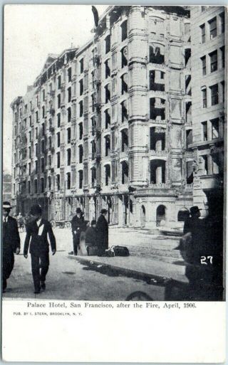 1906 San Francisco Earthquake Postcard Palace Hotel Street View / Damage