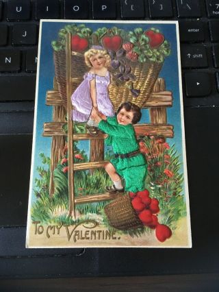 Antique Postcard - To My Valentine,  3d Made In Germany